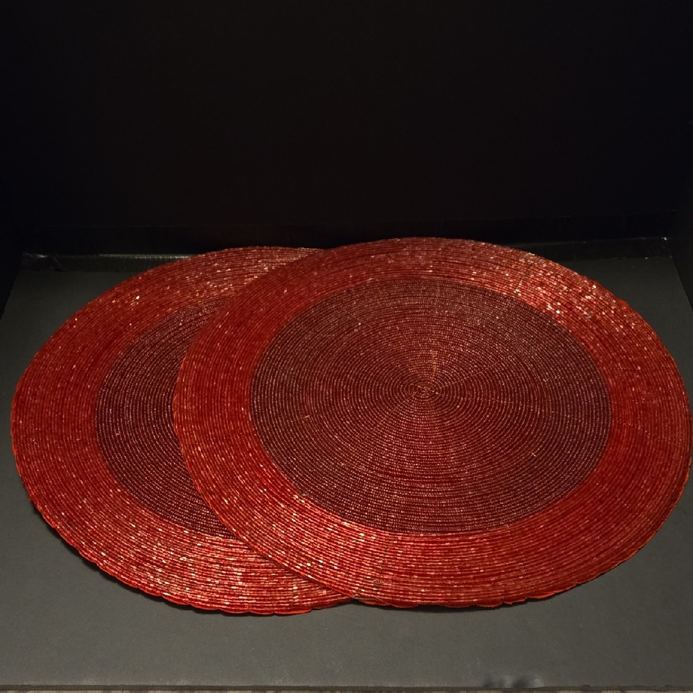 Elegant Red Glass Beaded Placemats